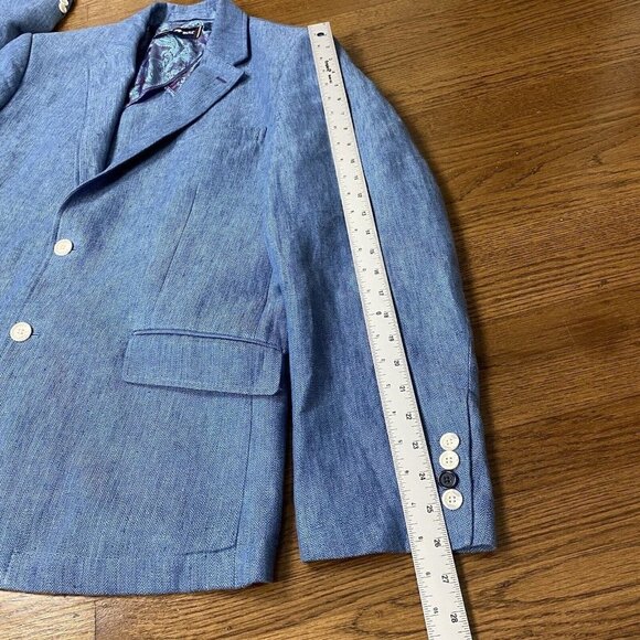 Raging Bull 100% Linen Sport Coat 42/Large Blue Blazer Jacket Unstructured - Picture 13 of 16